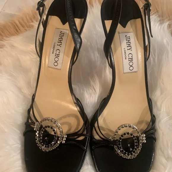 JIMMY CHOO BLACK BEADED SANDAL. - Picture 1 of 5